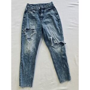 American Eagle Curvy Mom Jean High Rise Destroyed Ripped Women's Size 00 Regular